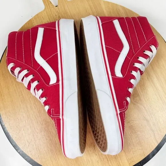 Vans SK8-Hi Canvas High-Top Sneakers Shoes Red White 7 Men 8.5 Women - Picture 5 of 11